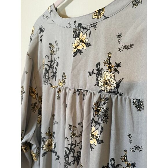 Torrid Floral Top 2X Gray Boho Western Preppy Classic Euro Summer Feminine Artsy - Picture 8 of 14